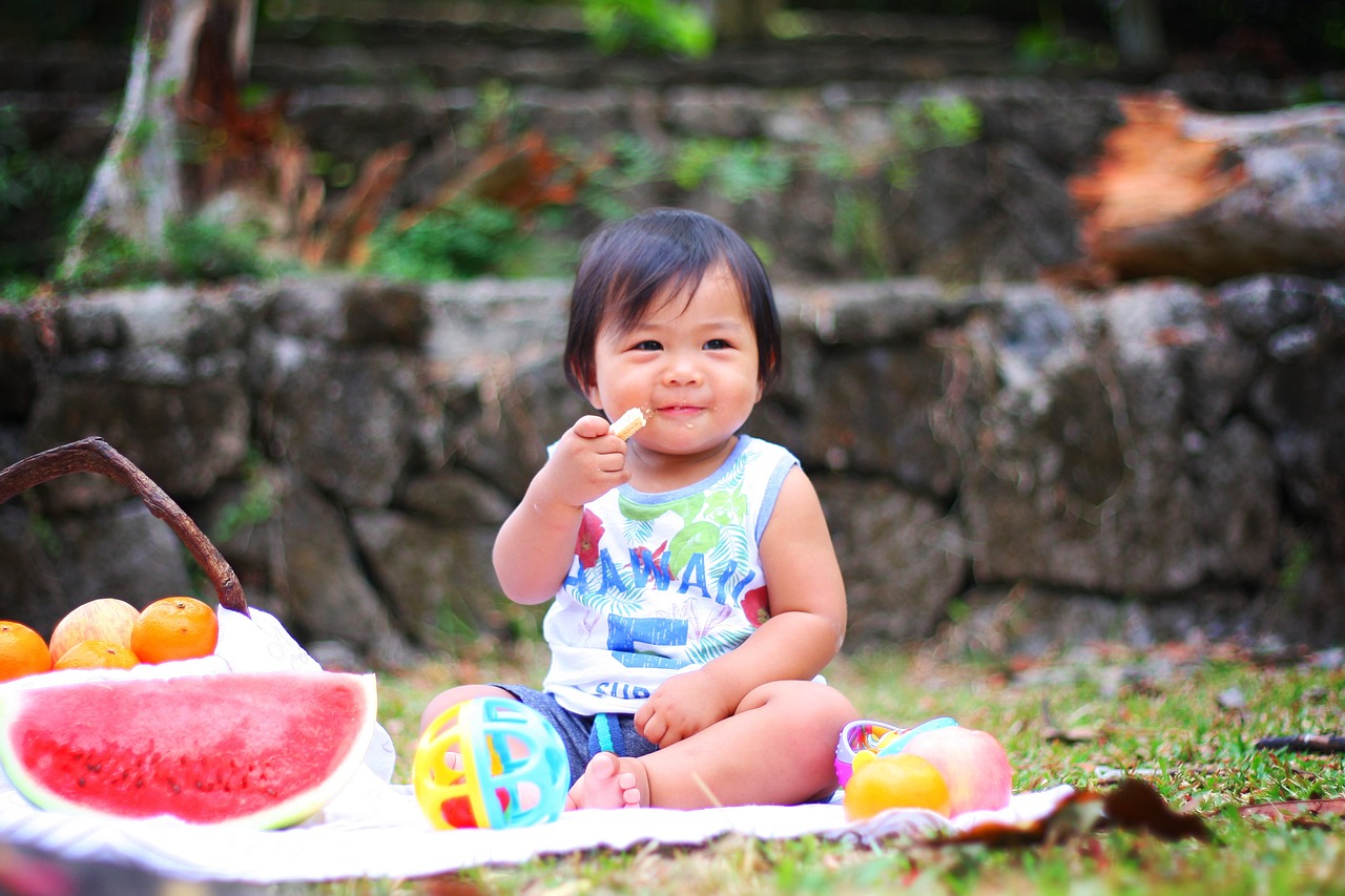 young child eating